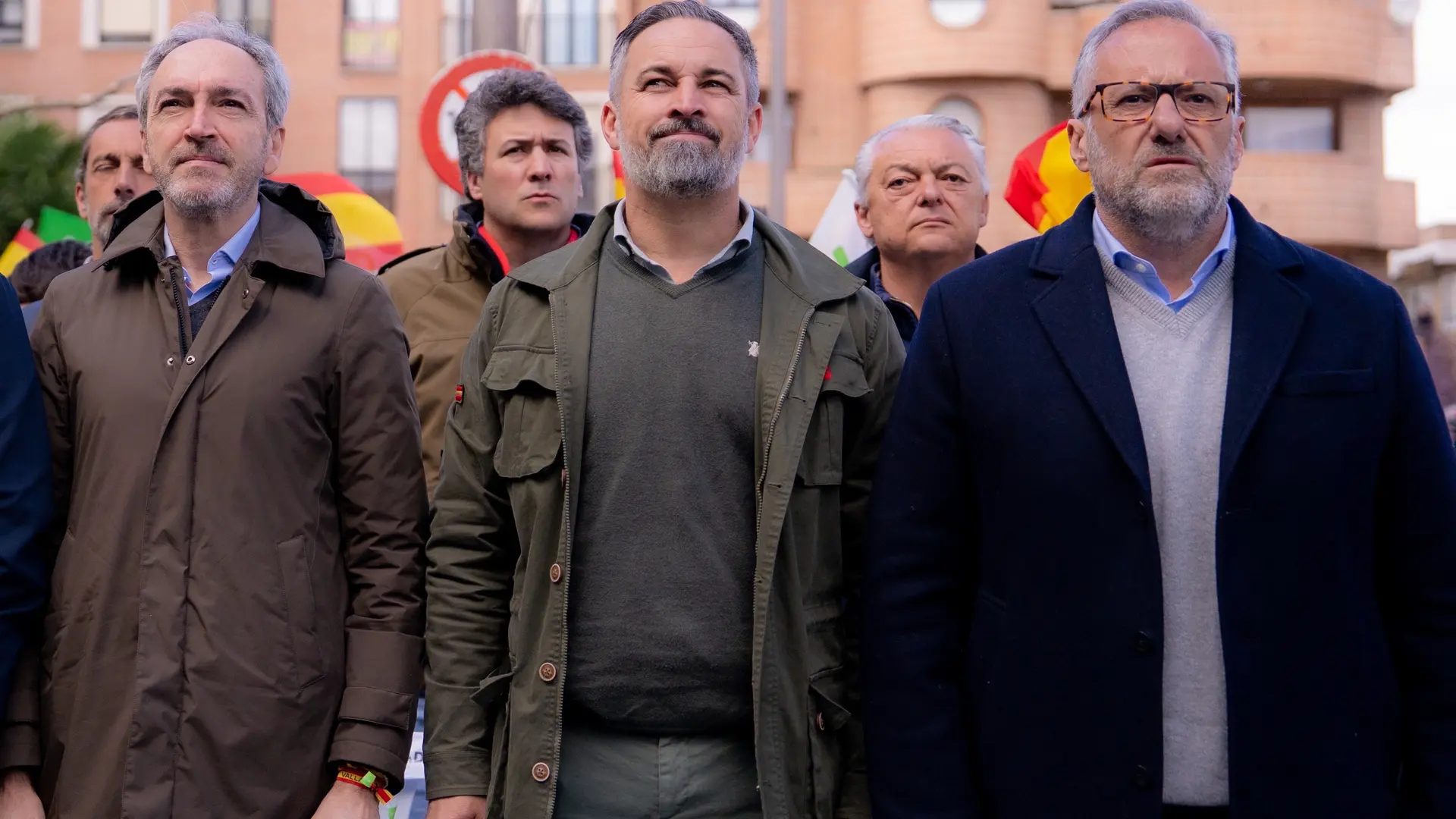 Abascal (c), participa con Pollán en un mitin en Medina del Campo.&nbsp;EFE/Nacho Gallego