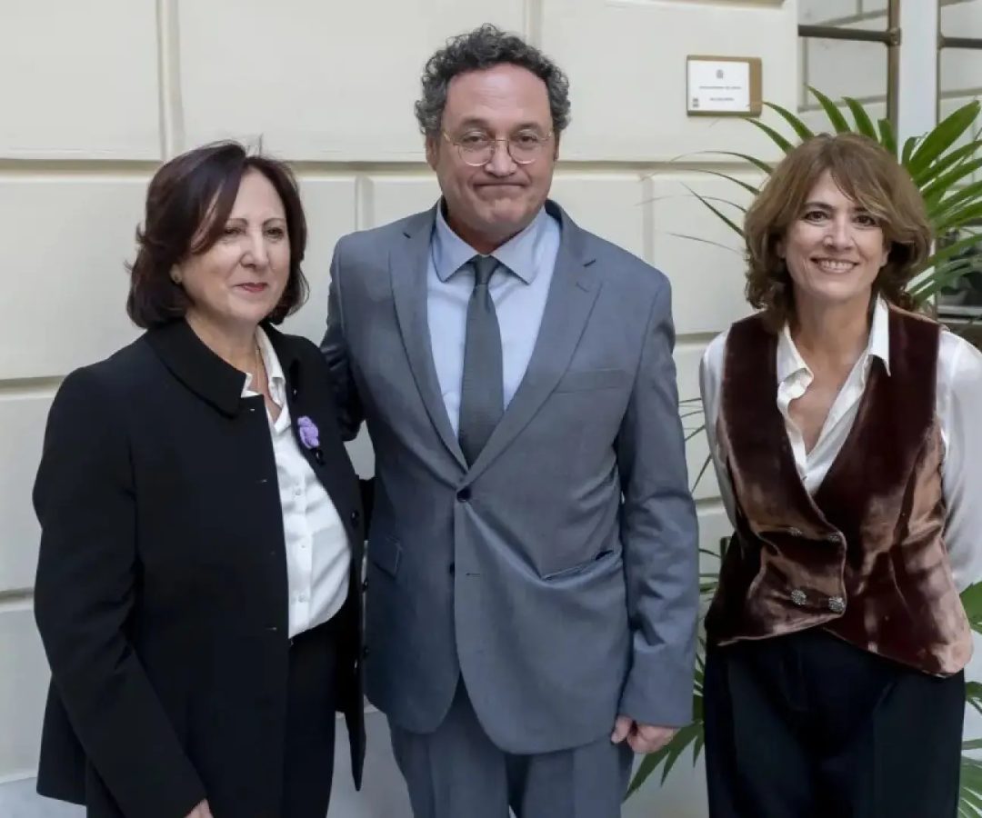 Teresa Peramato y sus predecesores Álvaro García Ortiz y Dolores Delgado, en una imagen de archivo.