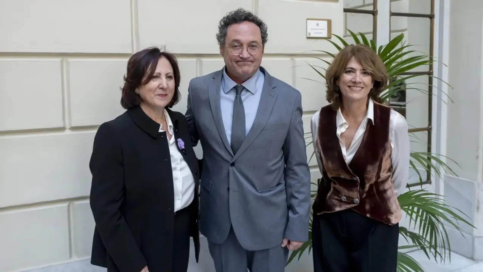 Teresa Peramato y sus predecesores Álvaro García Ortiz y Dolores Delgado, en una imagen de archivo.
