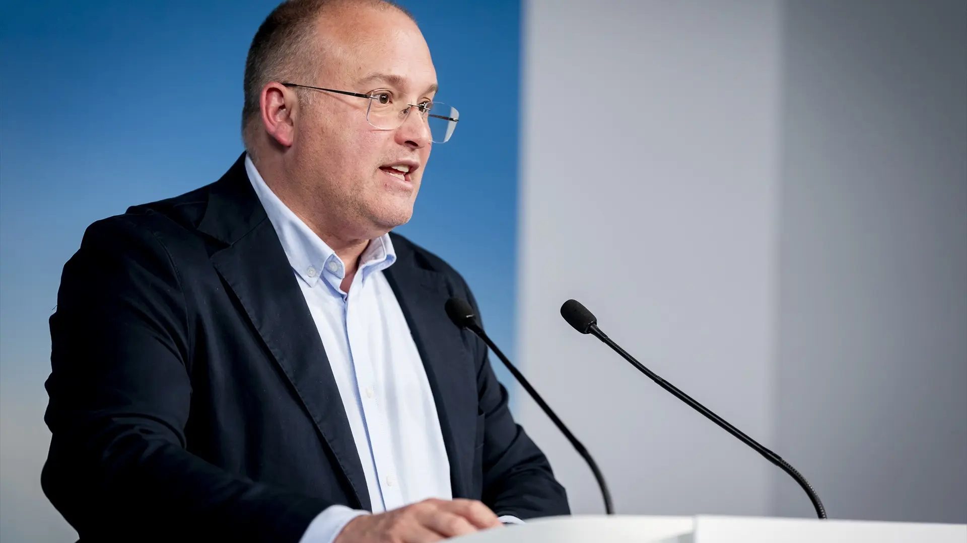 El secretario general del Partido Popular, Miguel Tellado, durante una rueda de prensa en Génova.EP