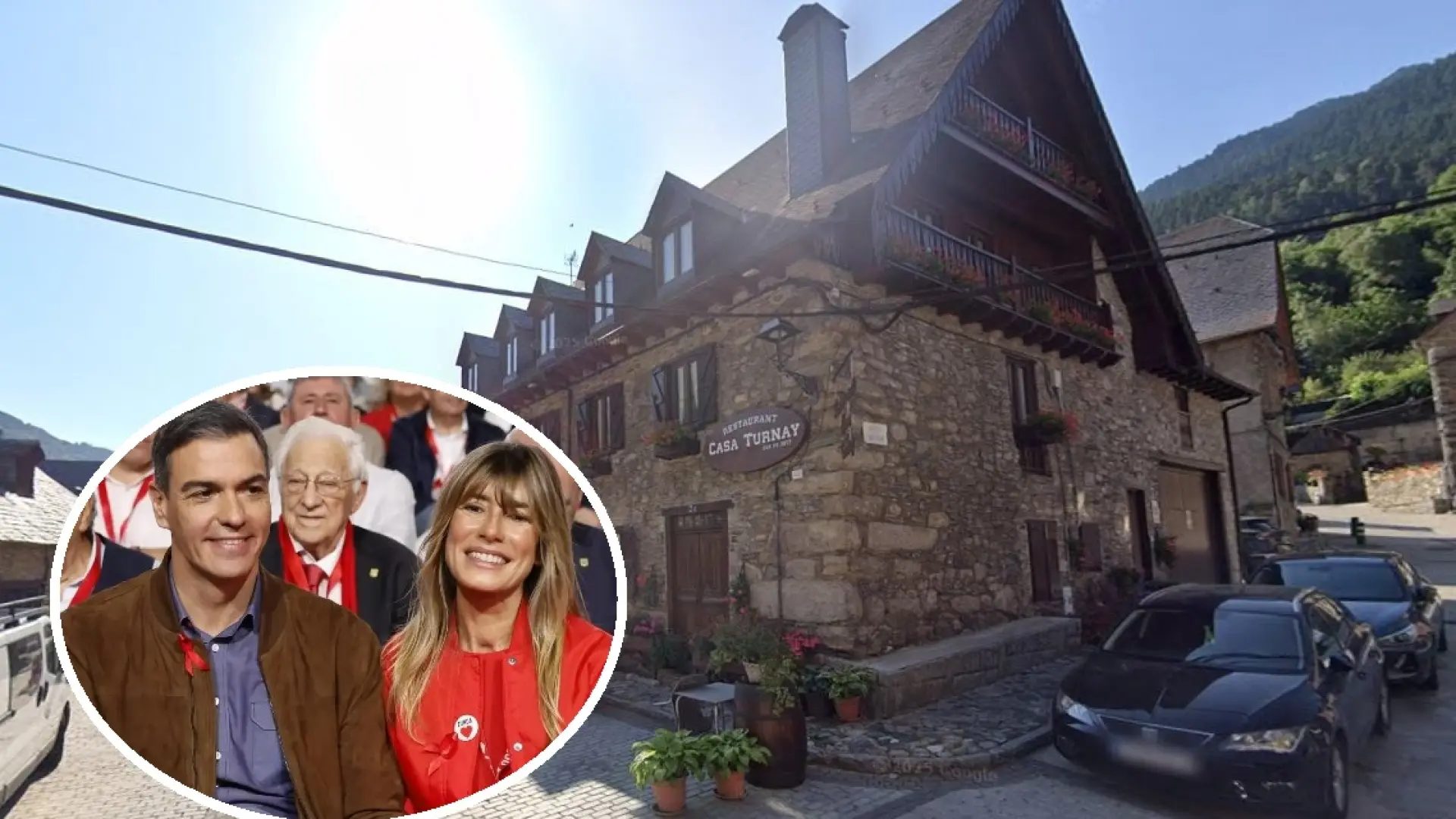 Imagen del restaurante Casa Turnay, en Escuñau, Lleida, con una foto insertada del presidente del Gobierno y su mujer.EFE / GOOGLE STREET VIEW