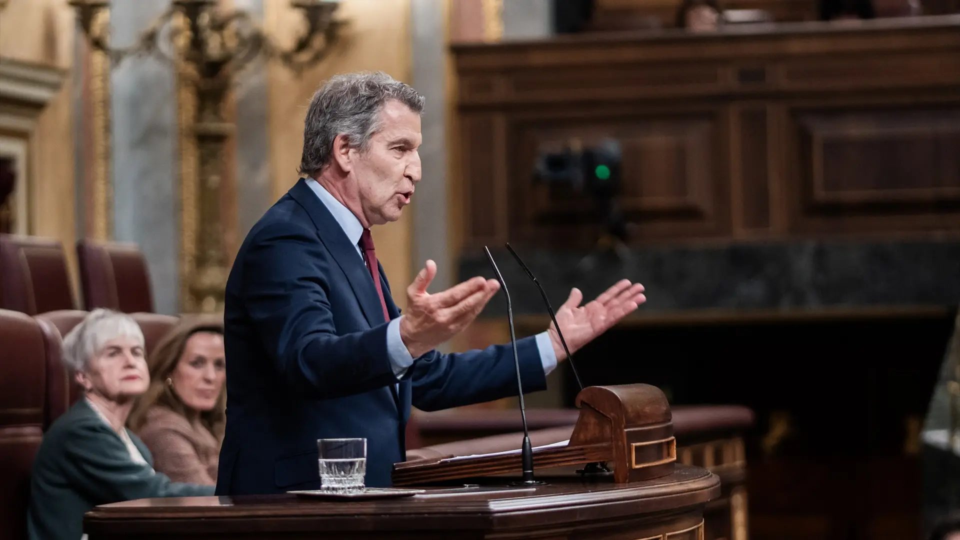 El presidente del Partido Popular, Alberto Núñez Feijóo, interviene durante una sesión de control al Gobierno, en el Congreso.Europa Press