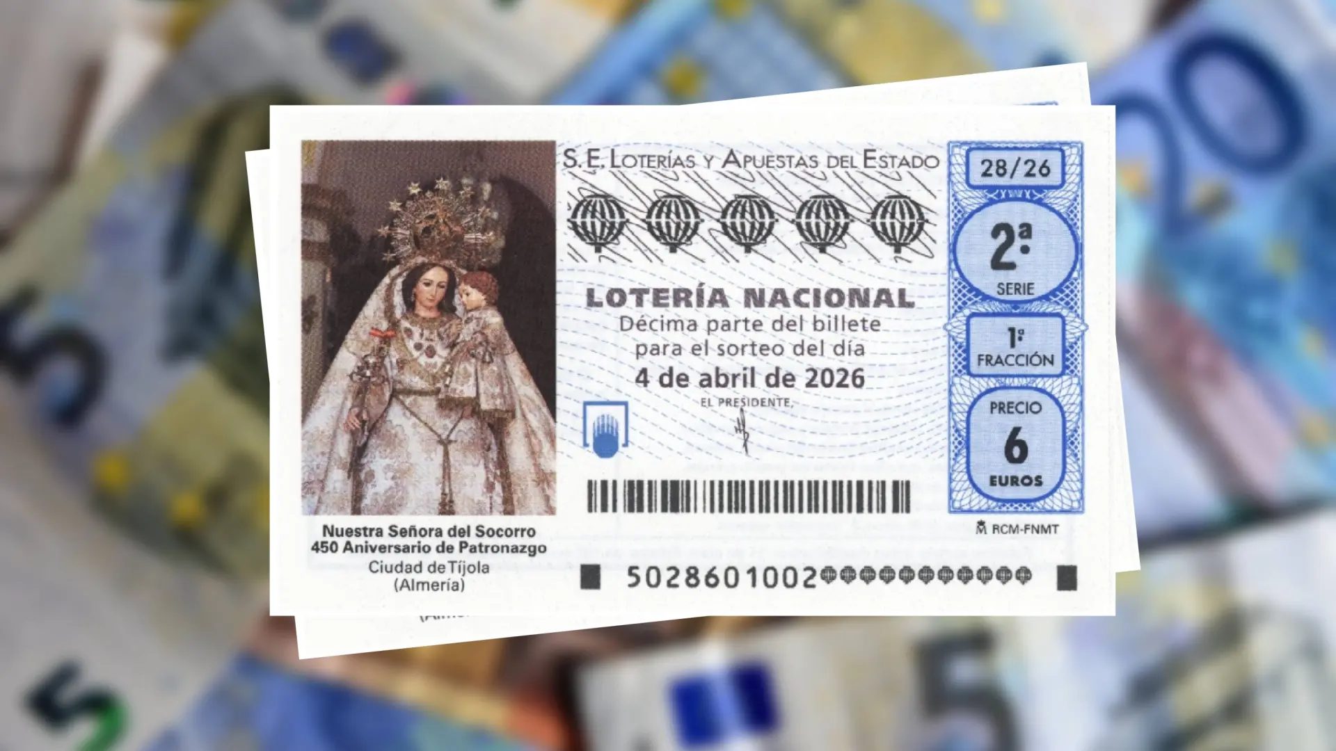 Cartela del sorteo de la Lotería Nacional del sábado 4 de abril de 2026.20MINUTOS / LOTERÍAS Y APUESTAS DEL ESTADO
