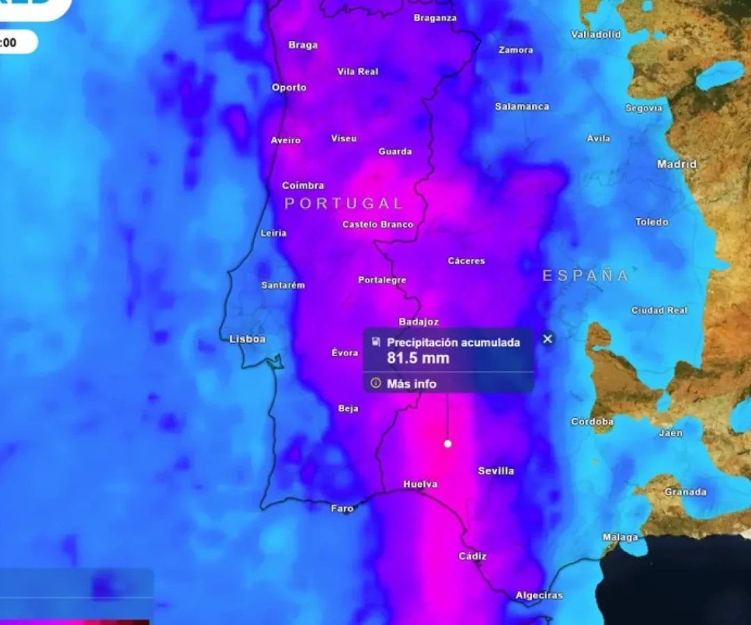 Mapa de precipitaciones para la próxima semana en España.Meteored.
