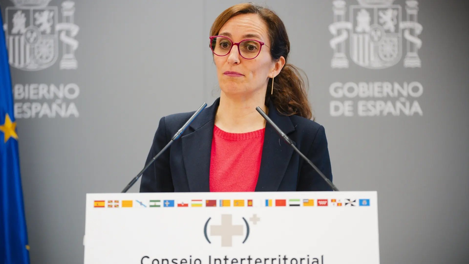 La ministra de Sanidad, Mónica García, tras el pleno del Consejo Interterritorial del Sistema Nacional de Salud (CISNS), en el Ministerio de Sanidad, a 27 de marzo de 2026.Mateo Lanzuela / Europa Press