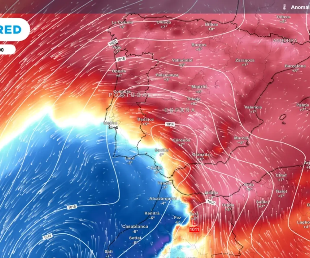 Una masa de aire anómalamente cálido se asienta sobre la Península, empujada por una borrasca fría en Marruecos.Meteored