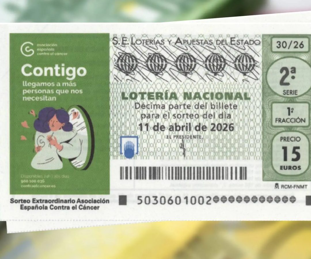 Cartela del Sorteo Extraordinario Asociación Española Contra el Cáncer de la Lotería Nacional de este 11 de abril.20MINUTOS / LOTERÍAS Y APUESTAS DEL ESTADO