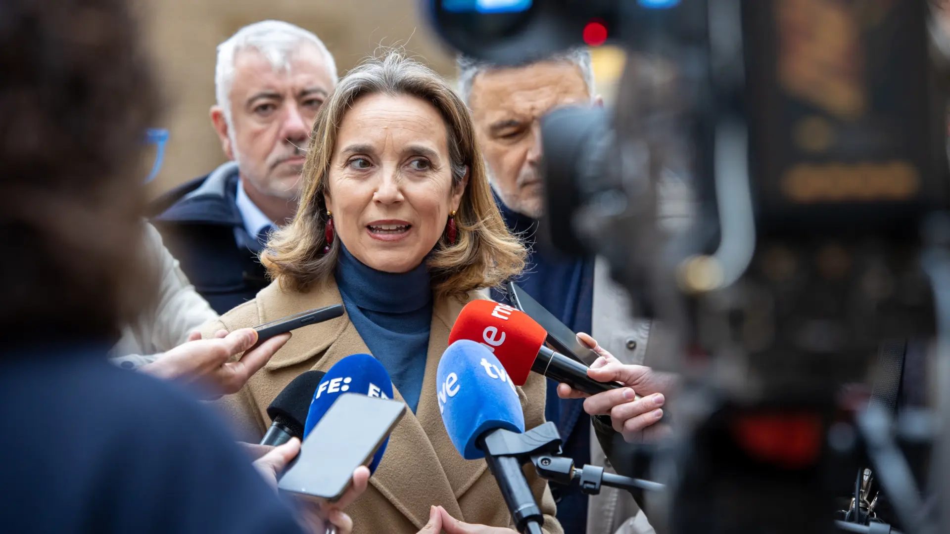 La vicesecretaria de Regeneración Institucional del Partido Popular, Cuca Gamarra, este domingo en Logroño.EFE