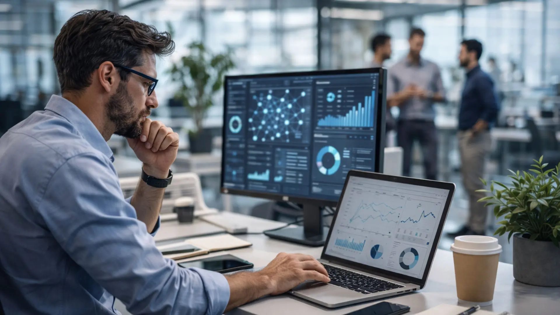 Un hombre trabajando con Inteligencia Artificial.ARCHIVO