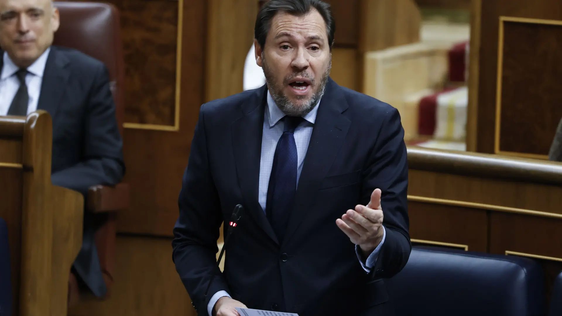 El ministro de Transportes y Movilidad Sostenible, Óscar Puente, este miércoles en el Congreso.Chema Moya