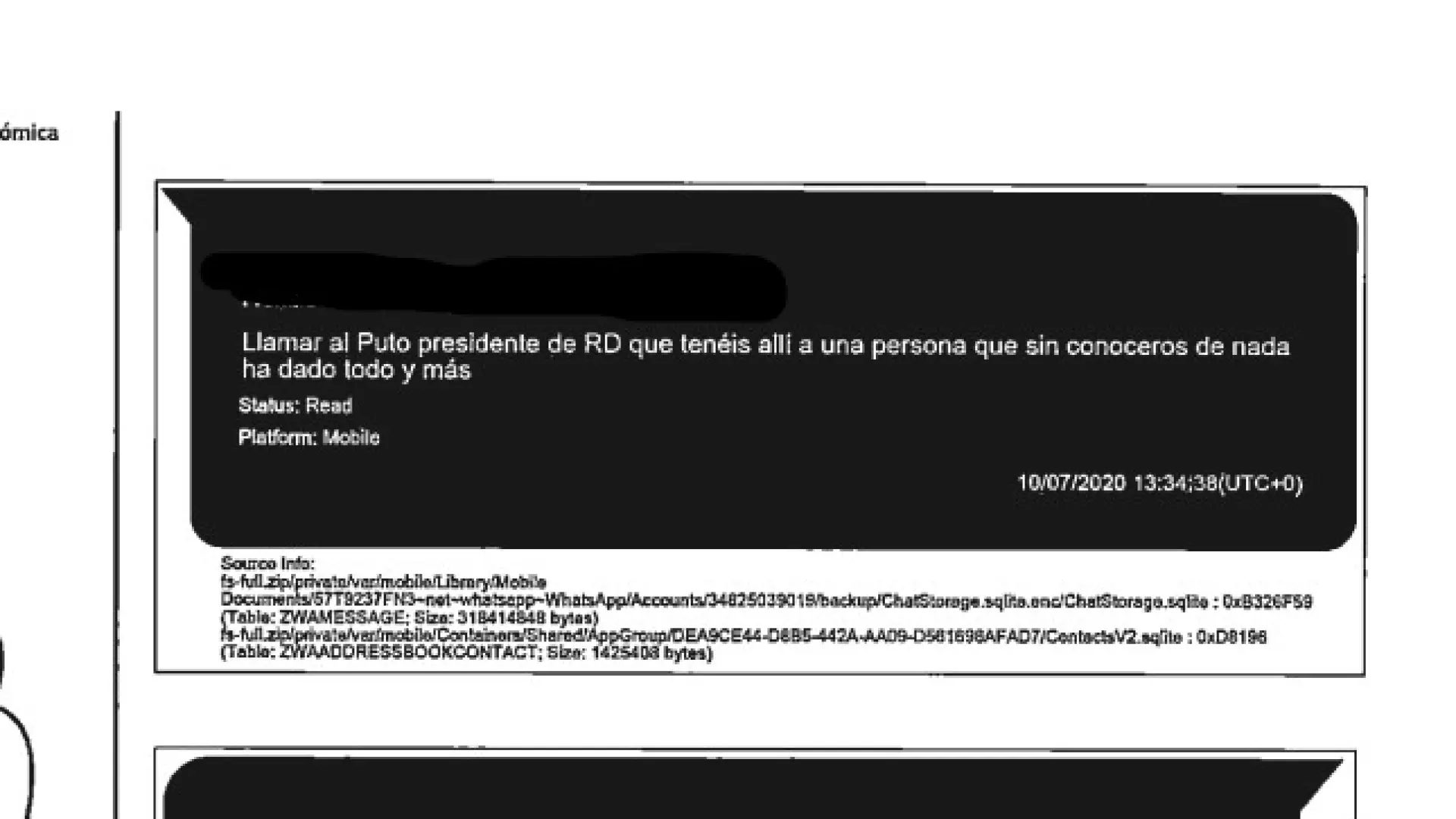 Fragmento del informe de la UCO aportado en la Audiencia Nacional.