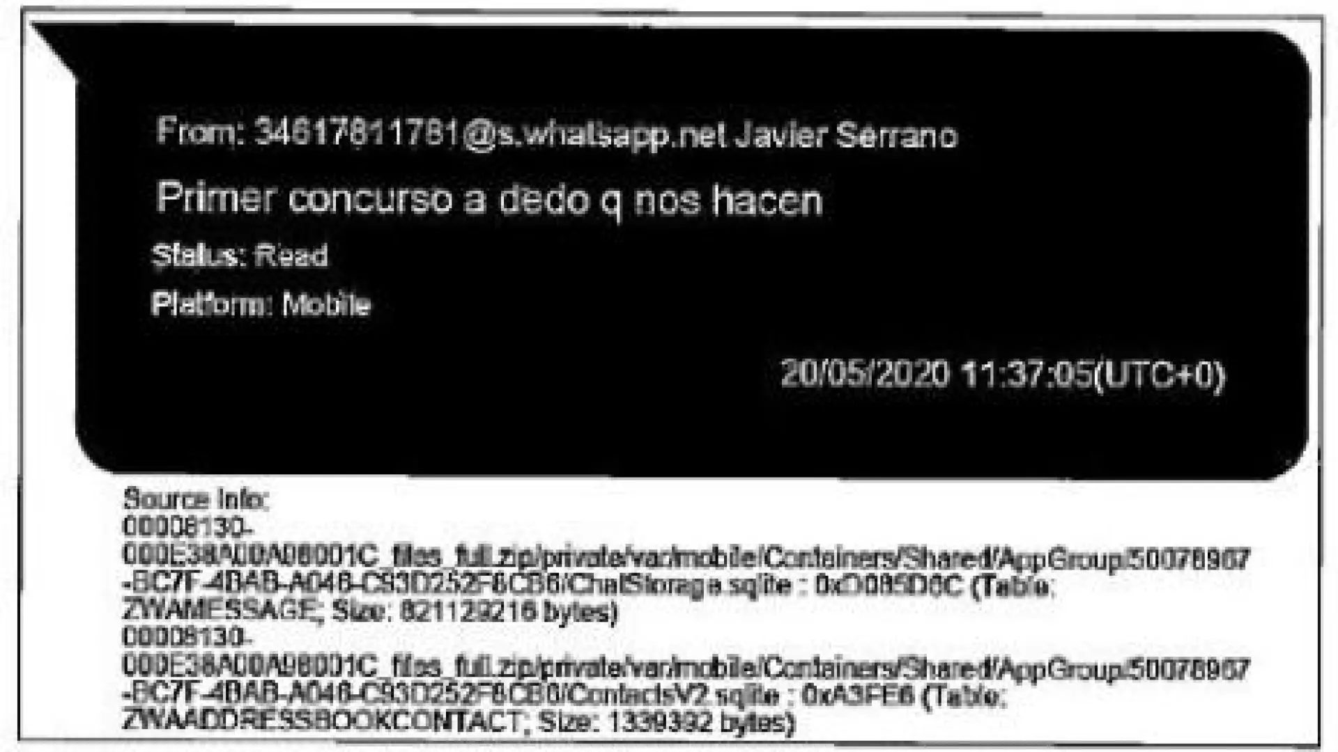 El mensaje de uno de los socios de Aldama, en el informe de la UCOSERVIMEDIA