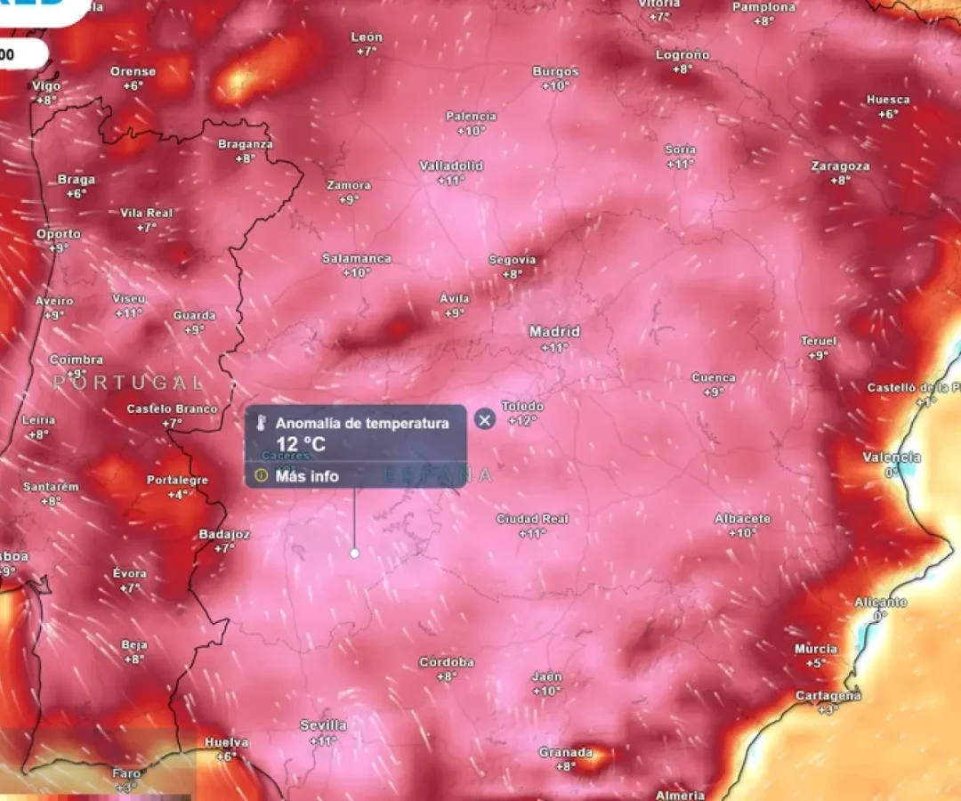 Mapa de temperaturas previstas para este martes 21 de abril.Meteored