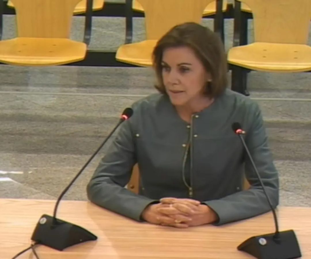 La exministra de Defensa María Dolores de Cospedal, en su declaración ante la Audiencia Nacional.AN