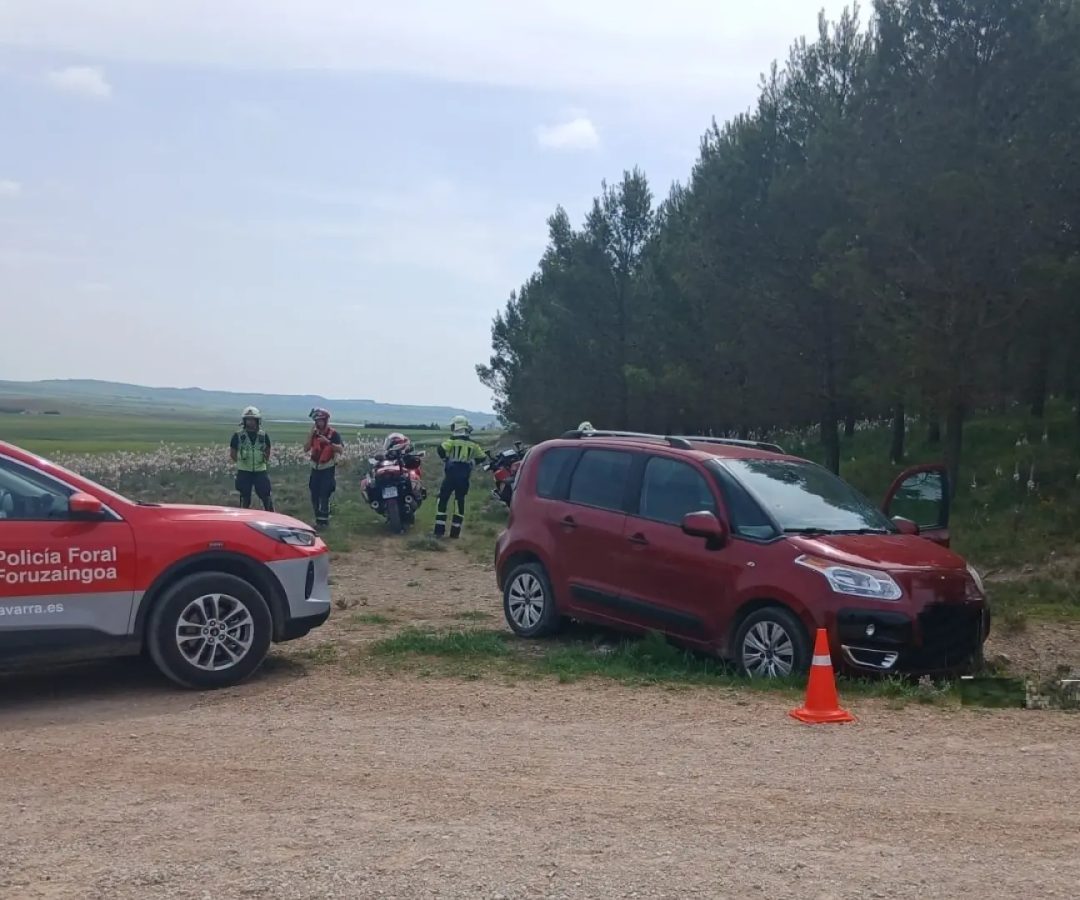 Agentes de la Policía Foral en el lugar del accidente mortal.POLICÍA FORAL
