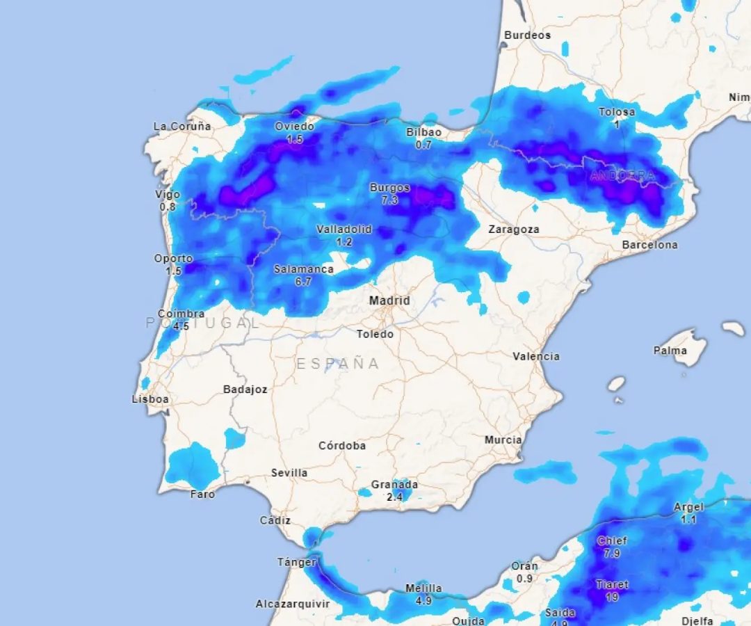 Mapa de precipitaciones para este lunes.METEORED