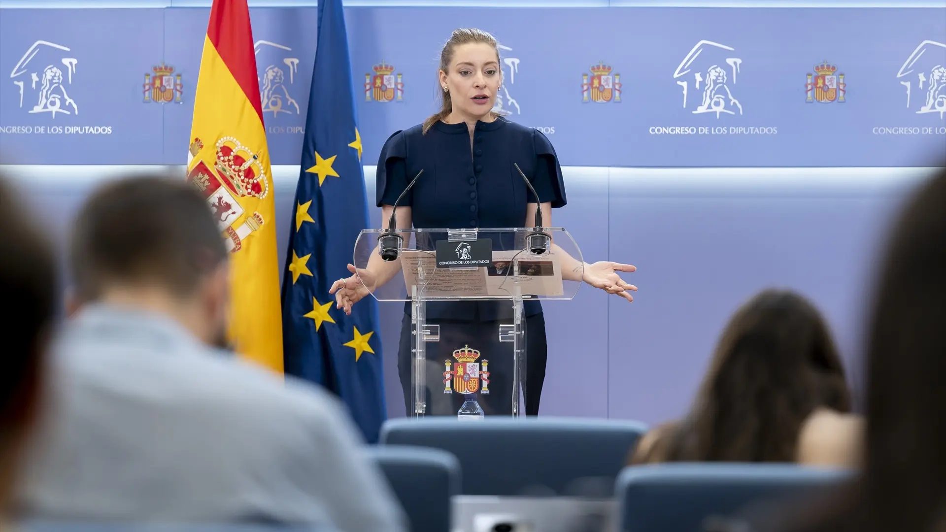 La portavoz del PP en el Congreso, Ester Muñoz, durante una rueda de prensa en el Congreso de los Diputados, a 28 de abril de 2026, en Madrid (España).Alberto Ortega / EP