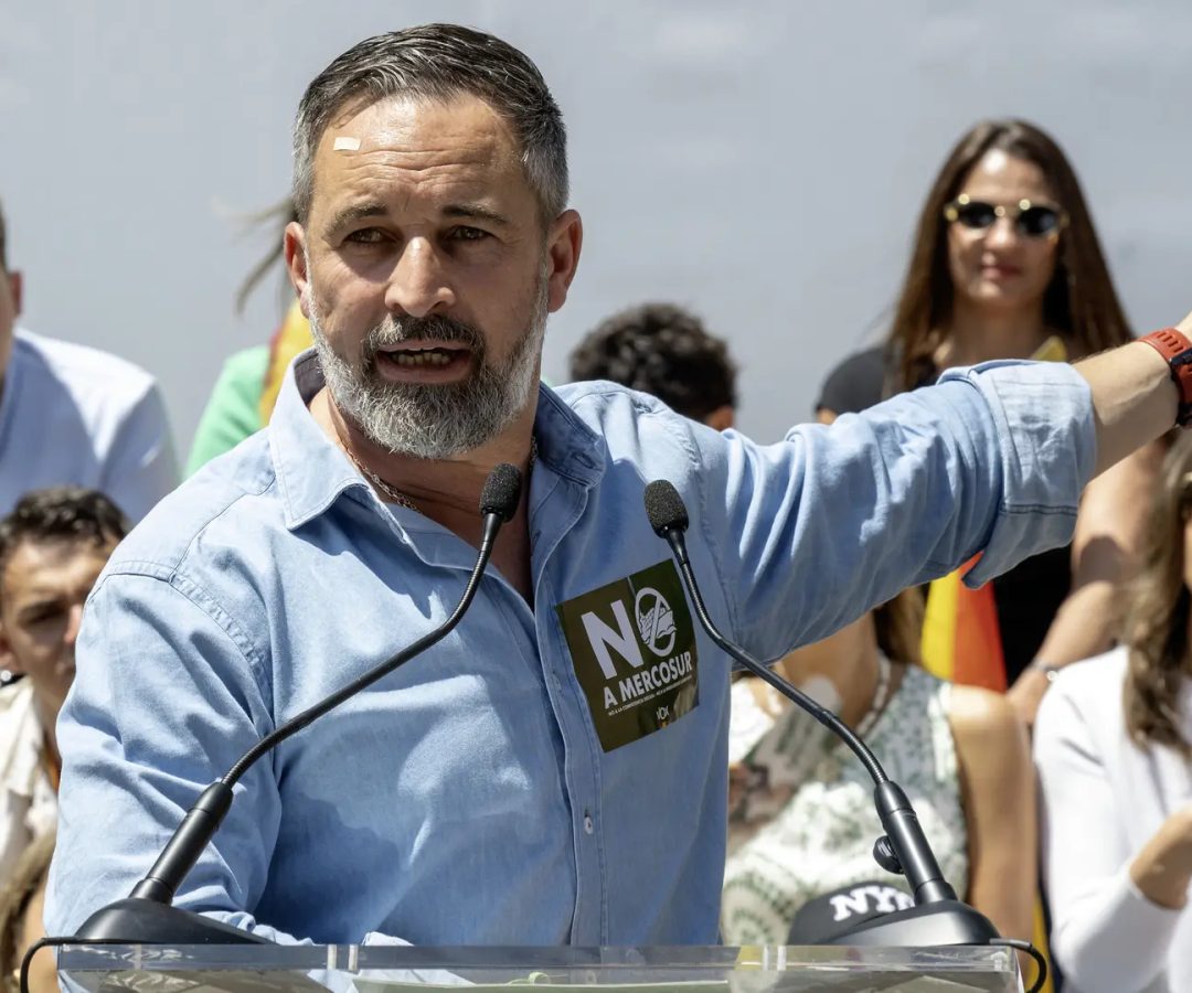El líder de Vox, Santiago Abascal, en un acto de campaña en Jaén.EFE / José Manuel Pedrosa