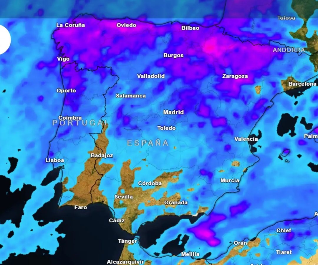 Mapa de precipitación acumulada para este domingo, 3 de mayo.METEORED / ECMWF
