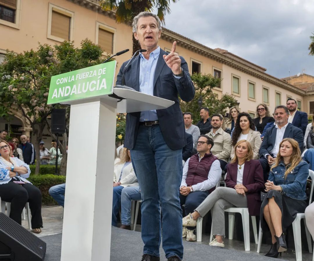  El presidente del Partido Popular, Alberto Núñez Feijóo, en un mitin para las elecciones autonómicas del 17 de mayo. EFEMiguel Ángel Molina