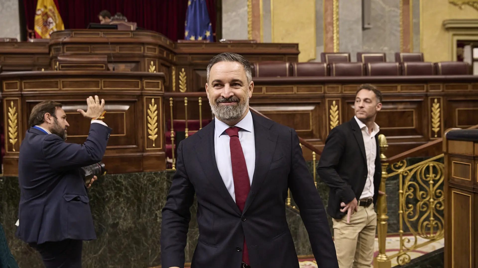 El presidente de Vox, Santiago Abascal, durante una sesión plenaria en el Congreso de los Diputados.JESUS HELLIN / STUDIOMEDIA19