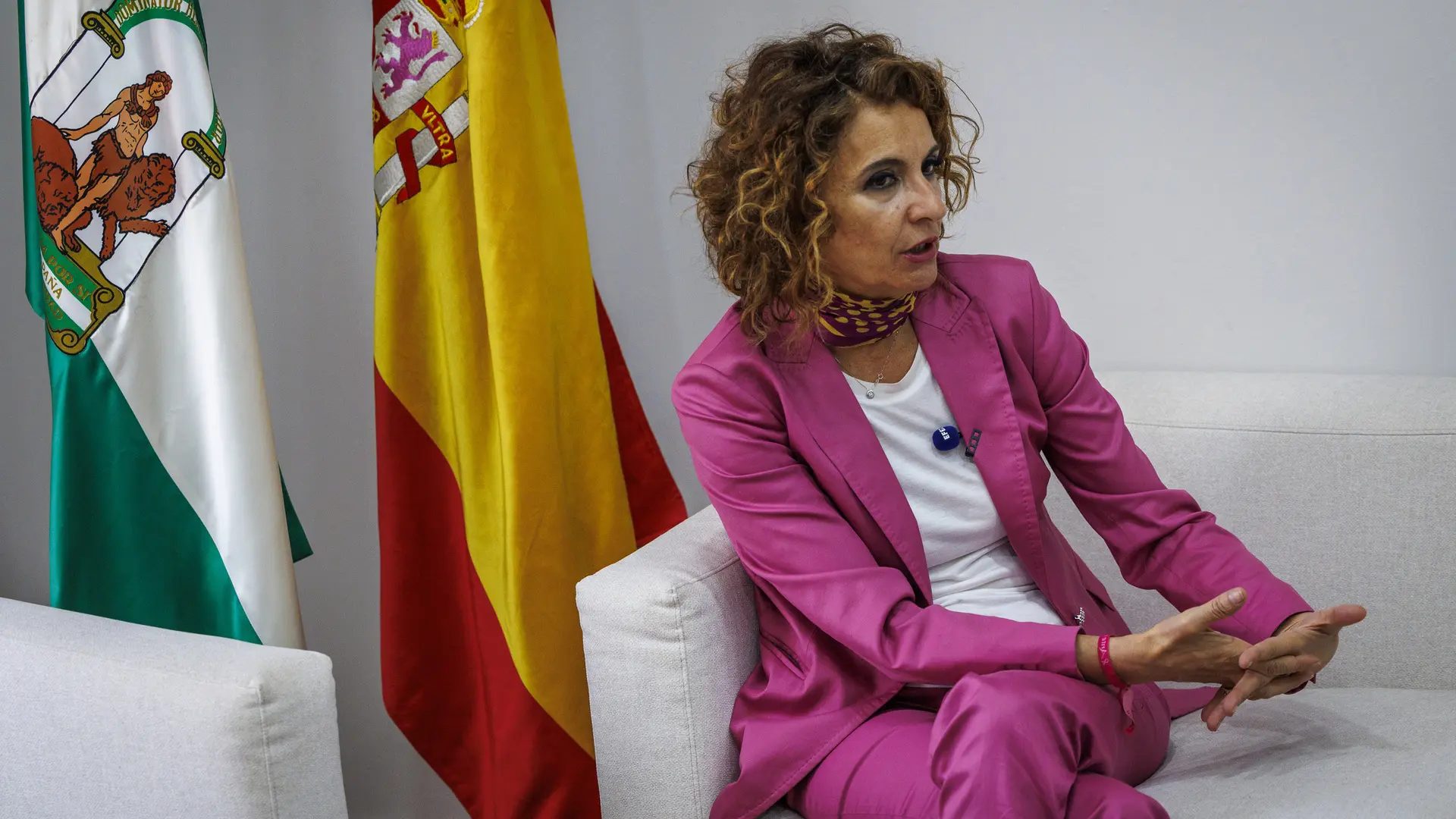 La secretaria general del PSOE andaluz y candidata a la Presidencia de la Junta en las elecciones del 17 de mayo, María Jesús Montero, en la sede del PSOE-A en SevillaJulio Muñoz