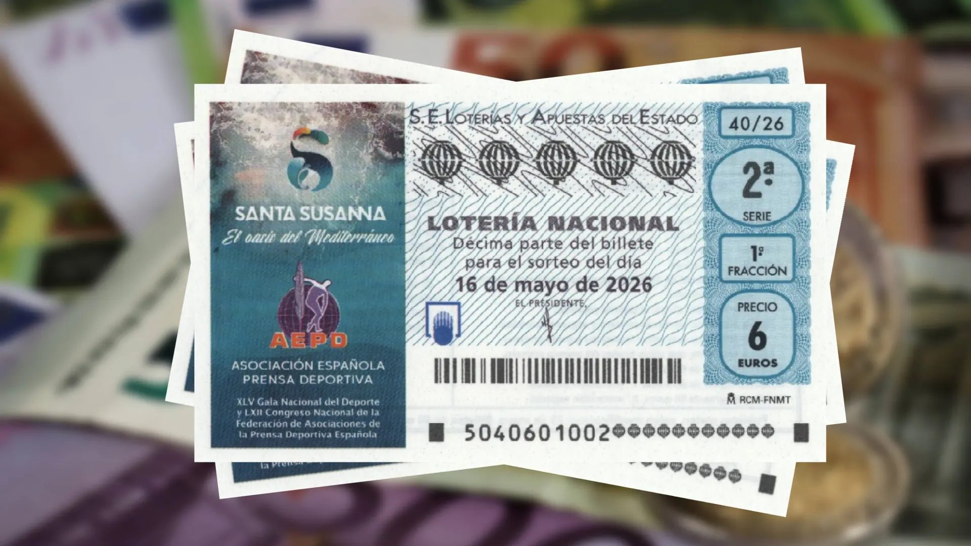 Cartela del sorteo de la Lotería Nacional del sábado 16 de mayo.20MINUTOS / LOTERÍAS Y APUESTAS DEL ESTADO