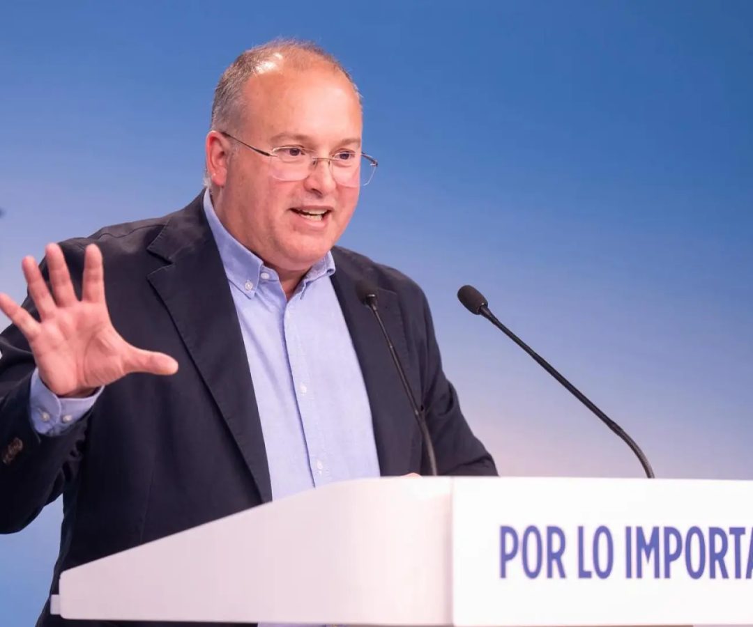 El secretario general del Partido Popular, Miguel Tellado, en la rueda de prensa en Génova para celebrar los resultados de las elecciones en Andalucía.PP