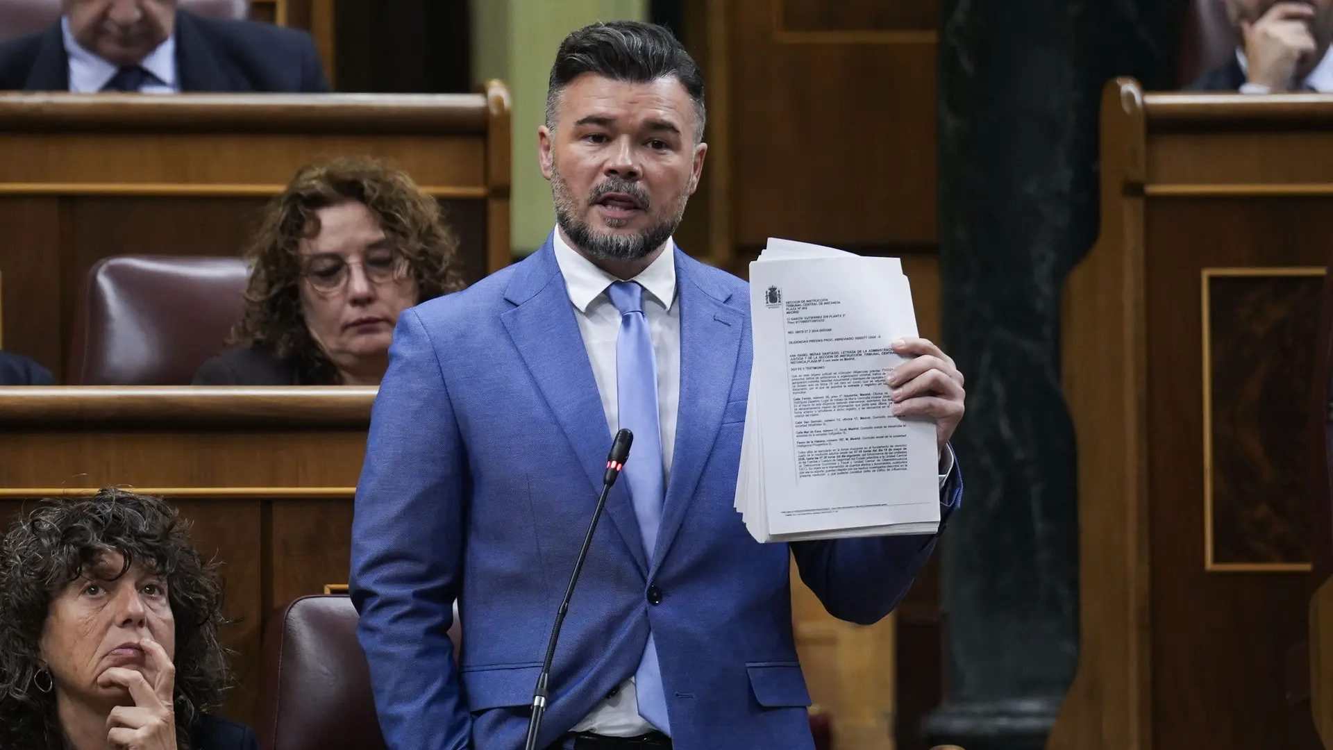 El portavoz parlamentario de ERC, Gabriel Rufián, interviene este miércoles en el pleno del Congreso.Borja Sánchez Trillo