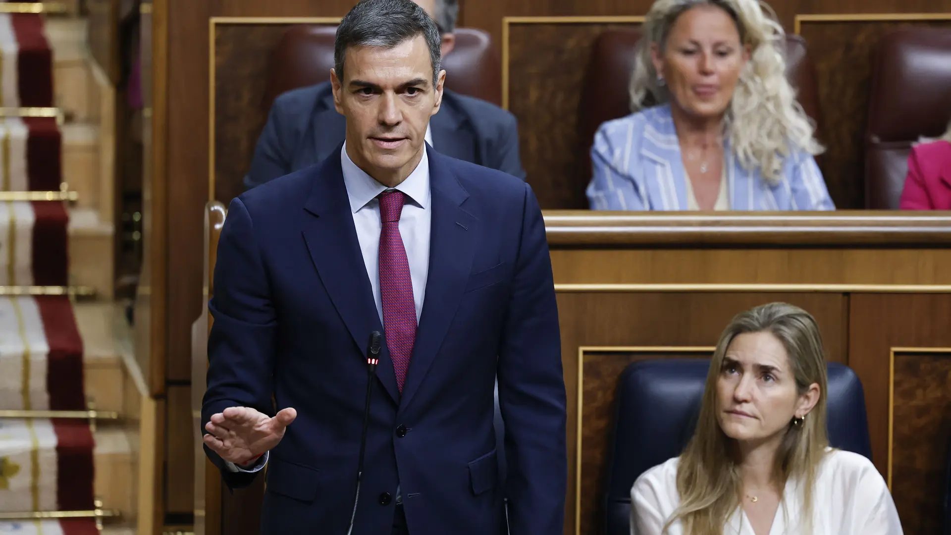 El presidente del Gobierno, Pedro Sánchez, durante su intervención el 20 de mayo en el pleno del Congreso.Chema Moya / EFE