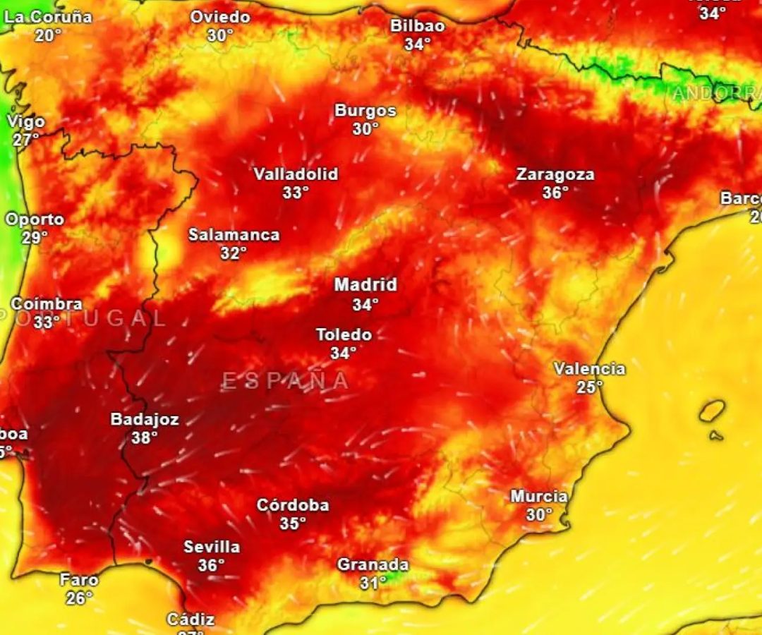 Mapa de temperaturas para esta semana.METEORED