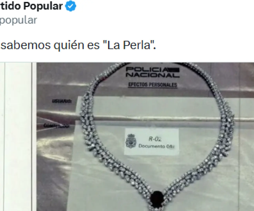 Tuit del PP ironizando sobre las joyas halladas en la caja fuerte de Zapatero.X