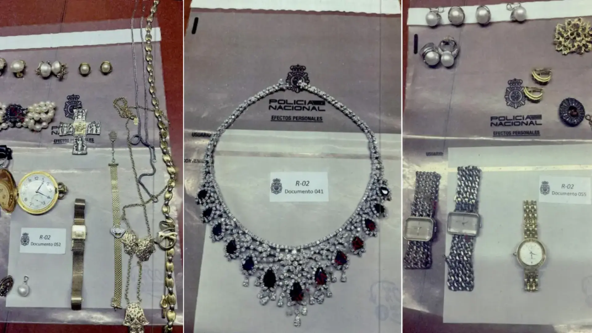 Joyas, relojes... Las imágenes de los objetos de valor incautados de la caja fuerte de Zapatero