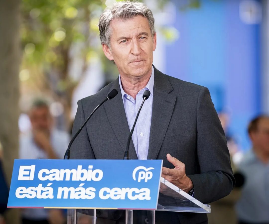 El presidente del Partido Popular, Alberto Núñez Feijóo, durante un encuentro del PP en Leganés (Madrid) el 28 de mayo de 2026.Europa Press