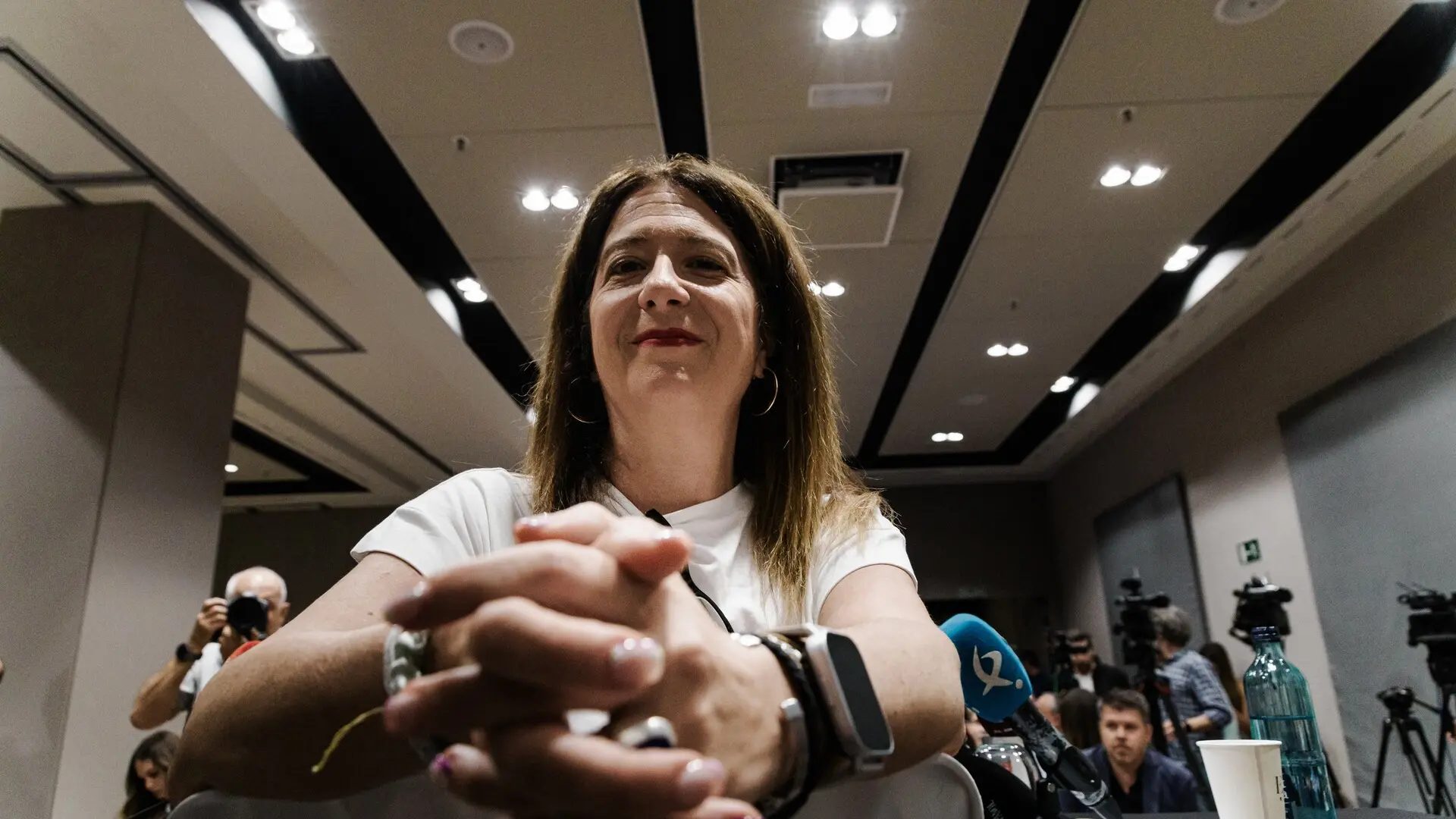 La exmilitante socialista Leire Díez durante una rueda de prensa, en el Hotel Novotel, a 4 de junio de 2025.Carlos Luján - Europa Press