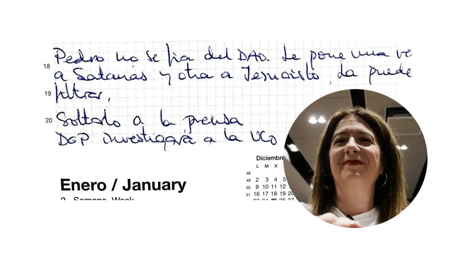 Captura de la agenda de Leire Díez donde se hace referencia a "Pedro".20minutos