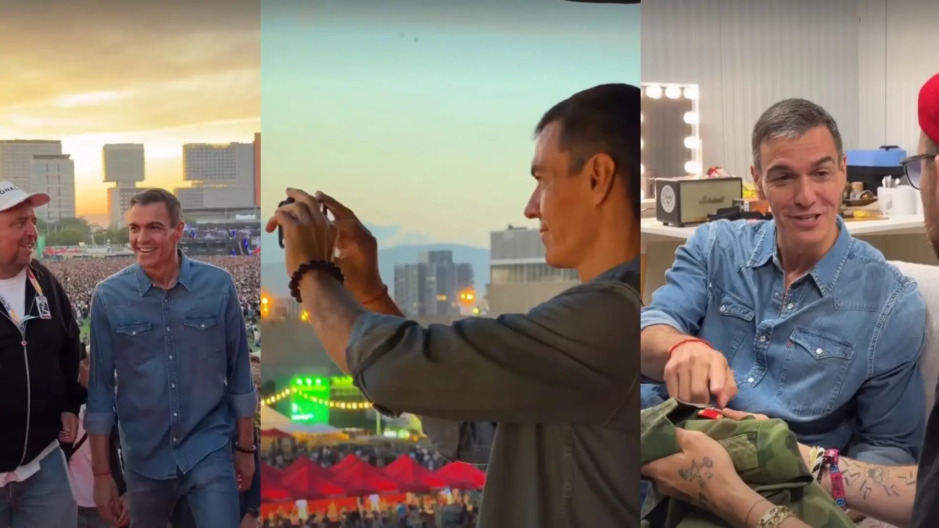 Algunas de las imágenes compartidas por Pedro Sánchez tras acudir al Primavera Sound.INSTAGRAM