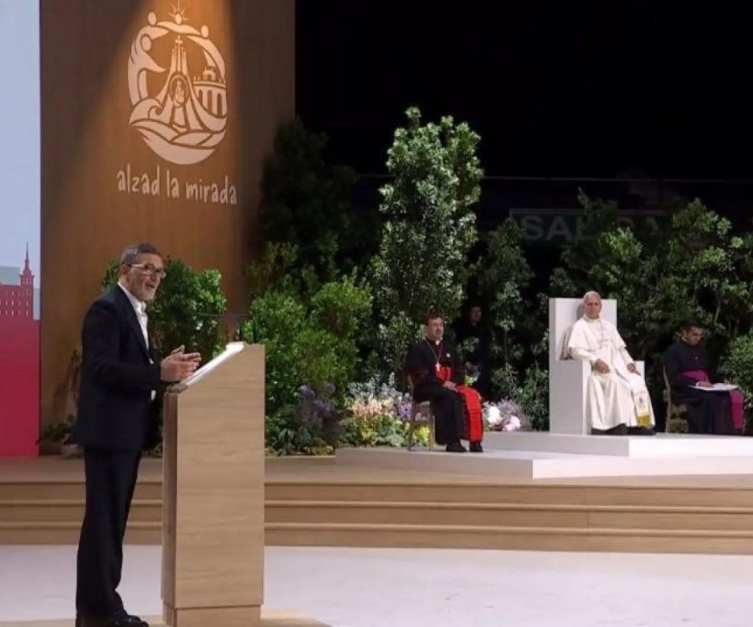 Antonio Banderas interviene con un discurso ante el Papa.RTVE