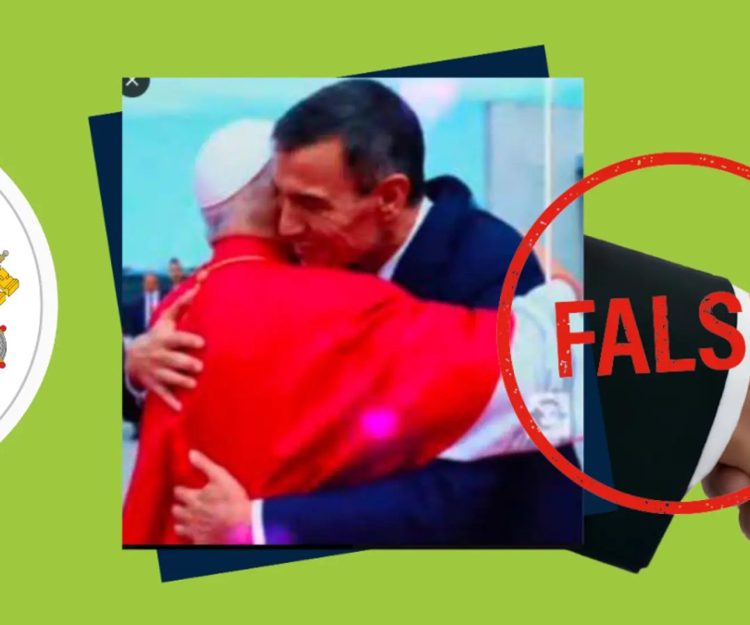 La imagen del abrazo de Sánchez y el Papa no es real.INFOVERITAS
