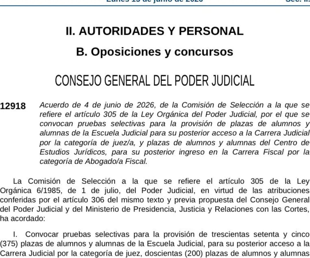 Convocatoria publicada en el BOE.BOE