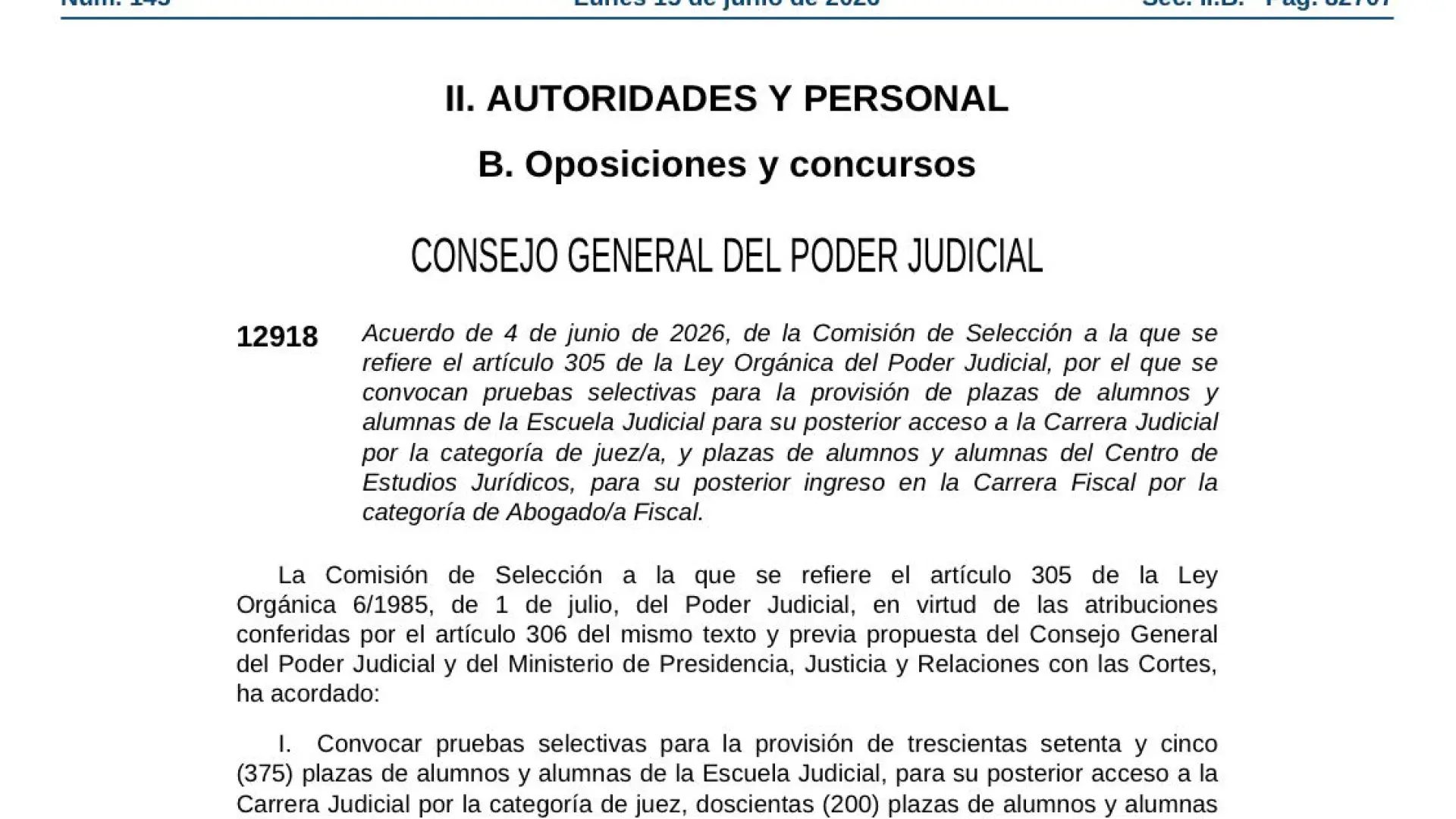Convocatoria publicada en el BOE.BOE