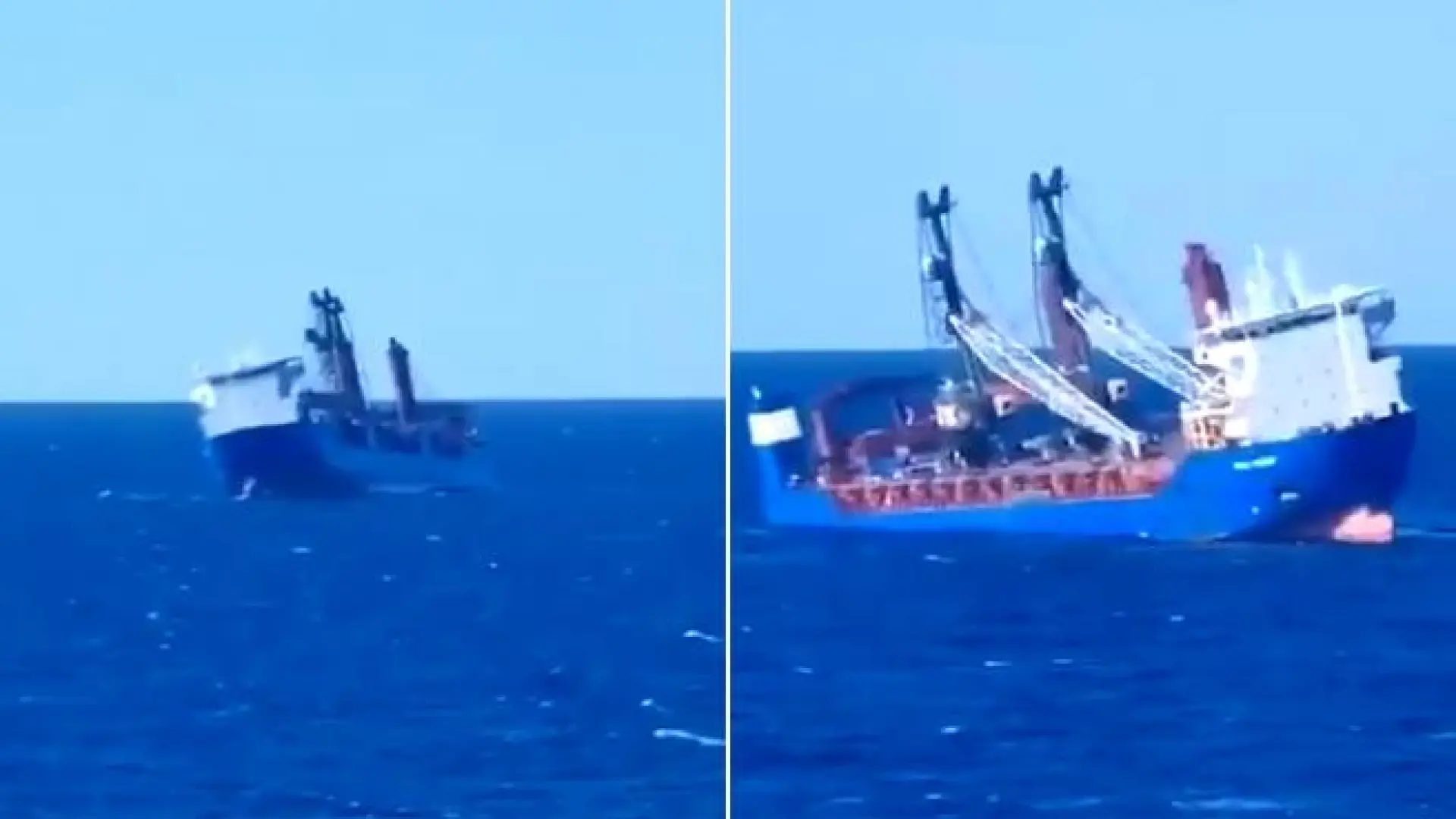 Hundimiento del buque mercante ruso 'Ursa Major' en aguas internacionales del mar Mediterráneo.20M