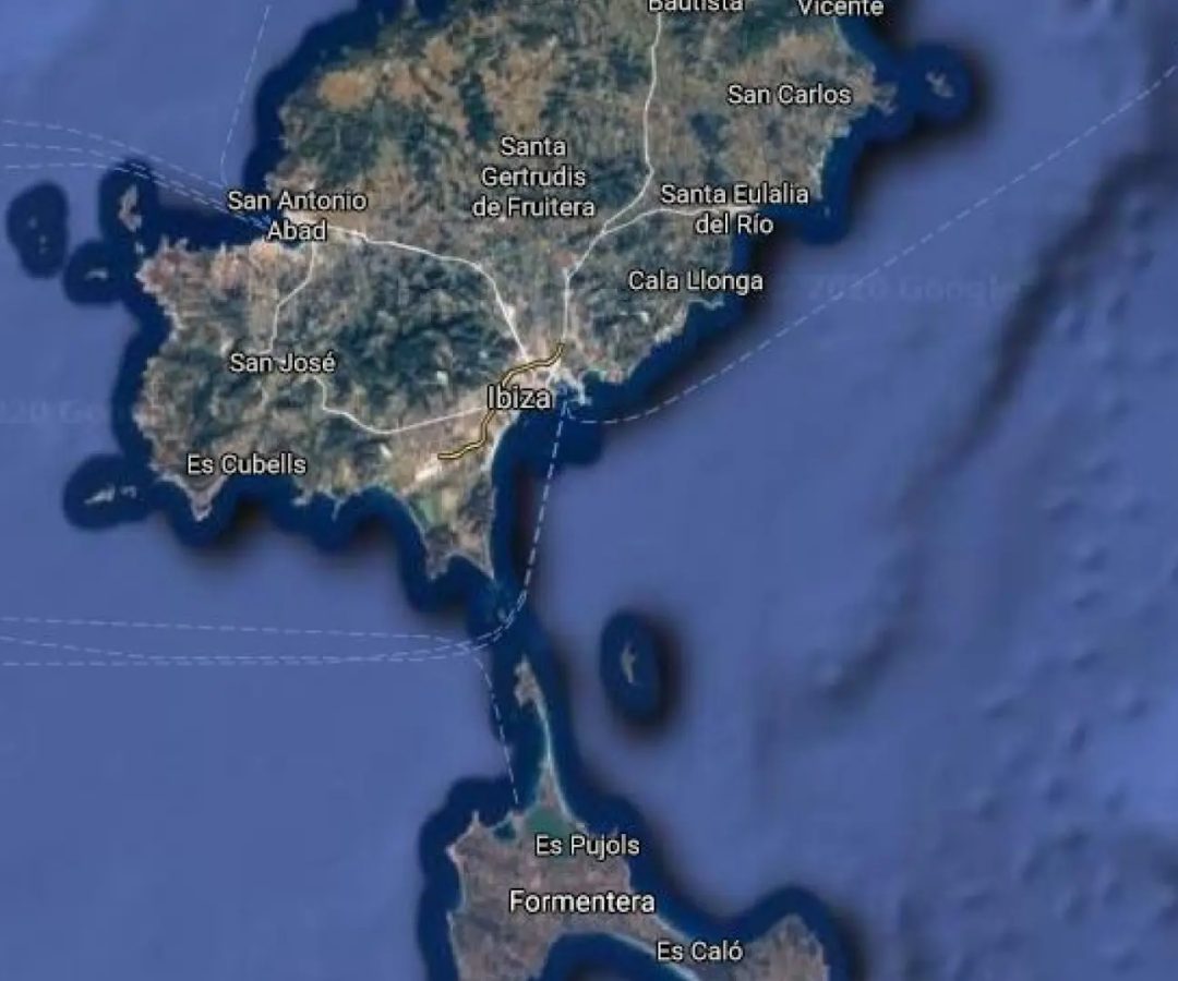 Imagne vía satélite de las islas de Ibiza y Formentera.GOOGLE MAPS